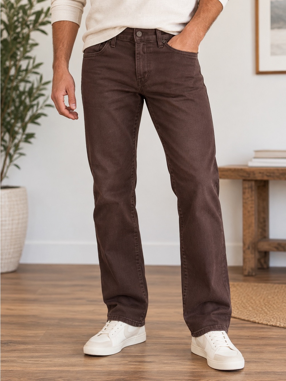 Jachs New York Men’s 34x32 Brown Straight Leg Stretch Jeans
